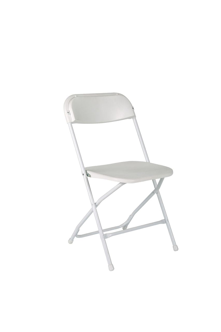 DuraLux White Plastic Folding Chair - Image 1